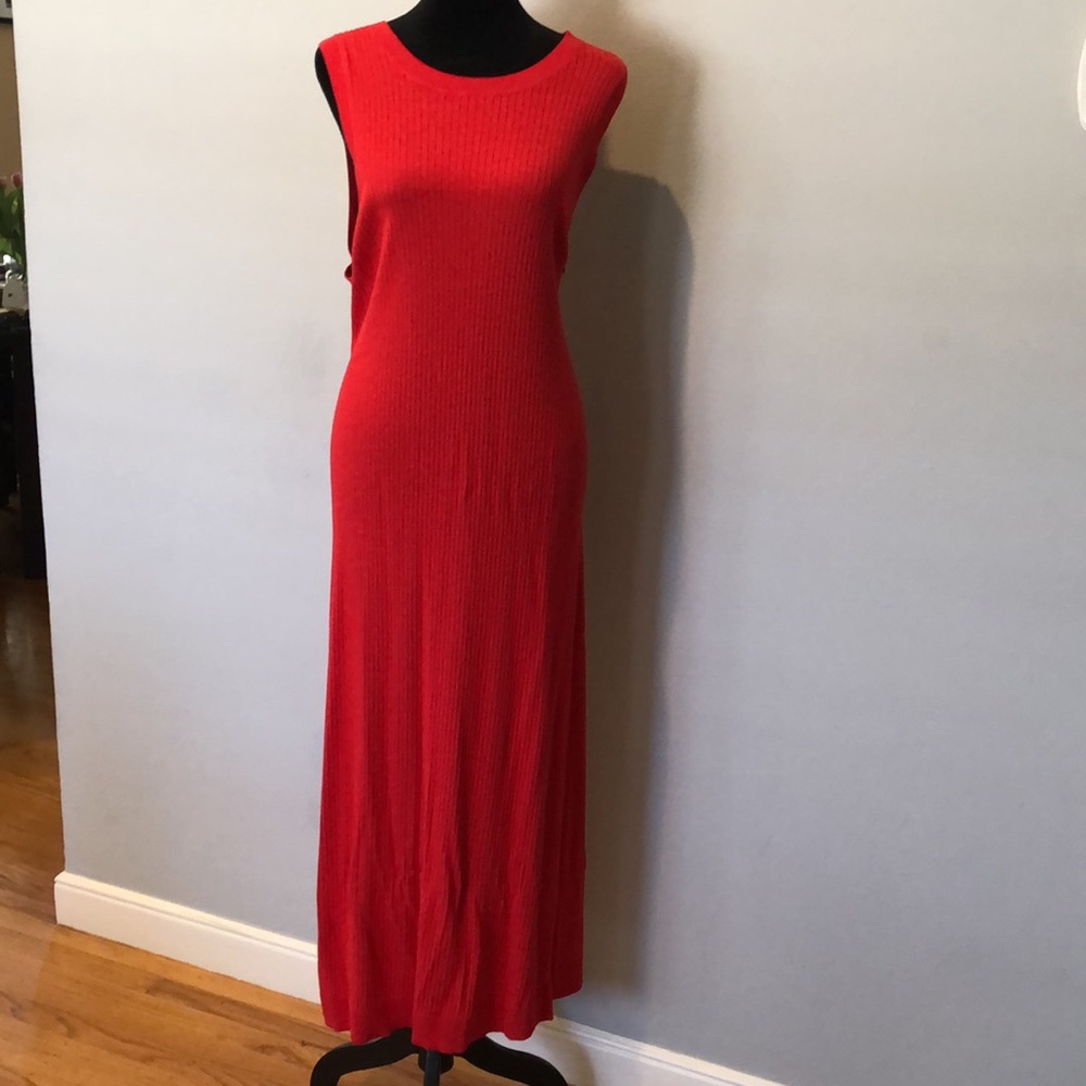 Banana Republic sleeveless red midi dress, XL TALL length - Picture 8 of 16